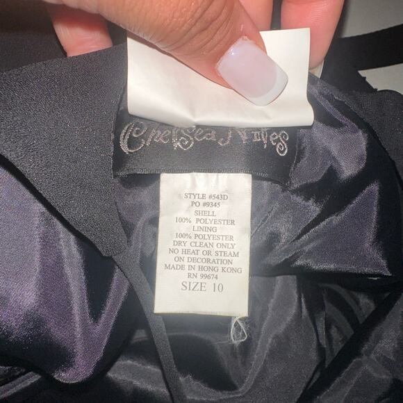 Vintage 90s Chelsea Nites Black Beaded Evening Gown - Picture 9 of 9